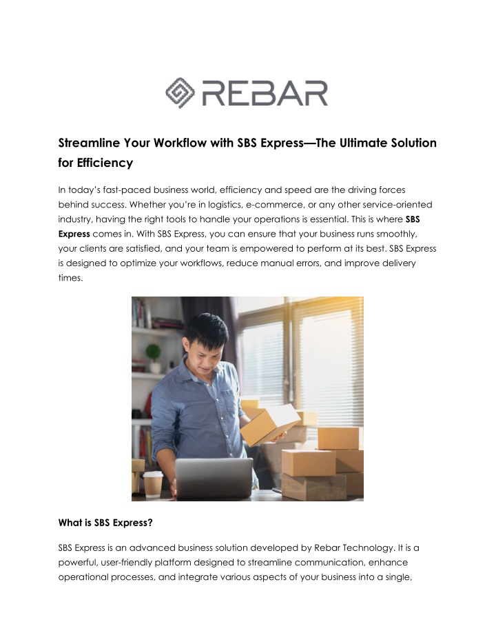 streamline your workflow with sbs express