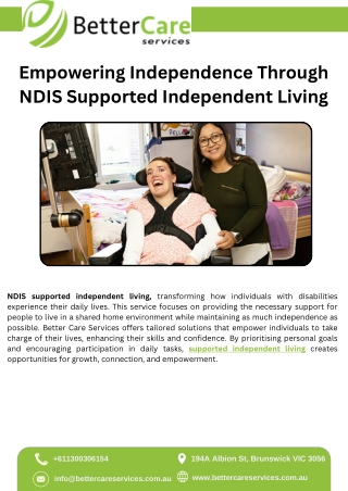 Empowering Independence Through NDIS Supported Independent Living