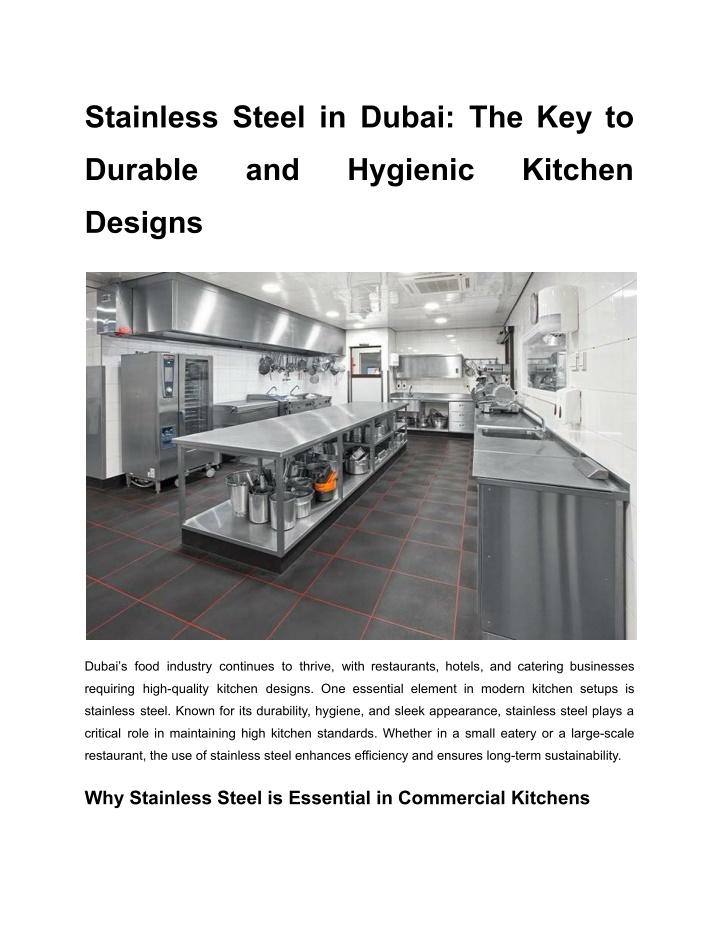 stainless steel in dubai the key to