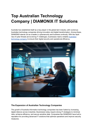 Top Australian Technology Company _ DIAMONIX IT Solutions