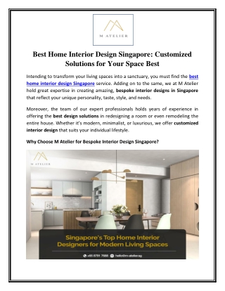 Best Home Interior Design Singapore - Customized Solutions for Your Space Best