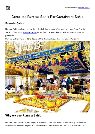 Complete Rumala Sahib For Gurudwara Sahib
