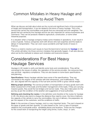 common mistakes in heavy haulage and how to avoid