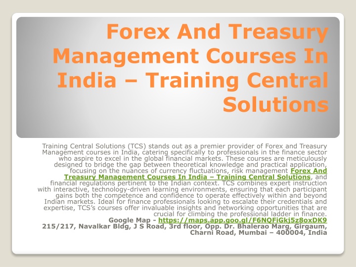 forex and treasury management courses in india training central solutions