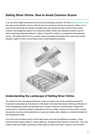 Selling Silver Online How to Avoid Common Scams