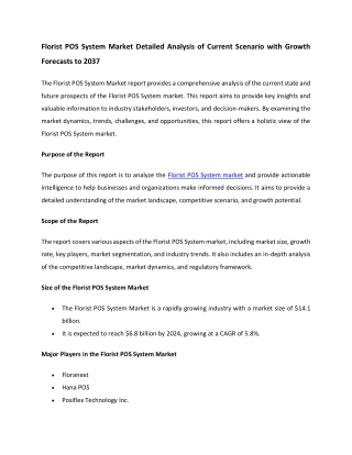 Florist POS System Market analysis up to 2037