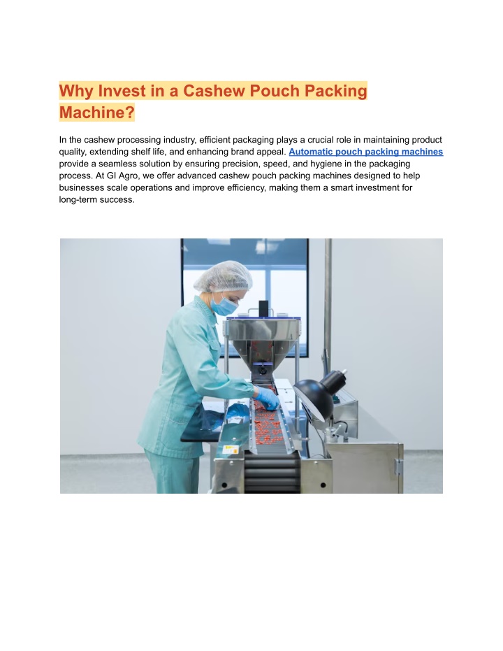 why invest in a cashew pouch packing machine