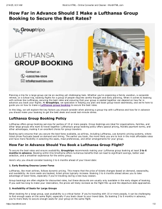 Lufthansa group booking | Grouptripo