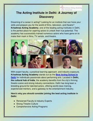 Best Acting School in Delhi