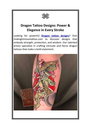 Dragon Tattoo Designs Power & Elegance in Every Stroke