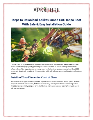 Steps to Download Aplikasi Xmod COC Tanpa Root With Safe & Easy Installation Gui