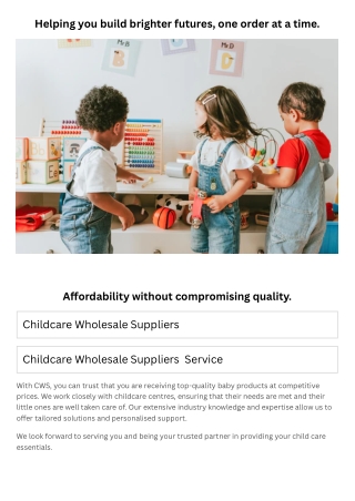 helping you build brighter futures one order