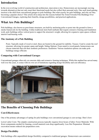 The Trend Towards Pole Buildings Over Conventional Garages