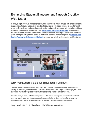 Enhancing Student Engagement Through Creative Web Design