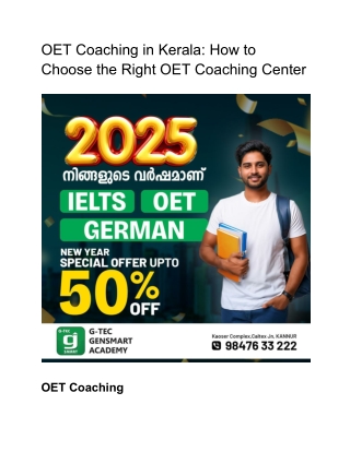 OET Coaching in Kerala_ How to Choose the Right OET Coaching Center for You