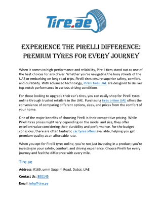 experience the pirelli difference premium tyres