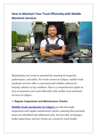 how to maintain your truck efficiently with