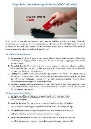 Swipe Smart How to navigate the world of Credit Cards (2)