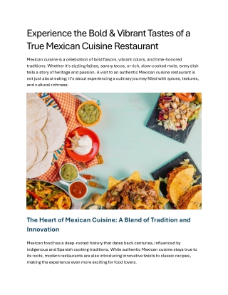 Experience the Bold & Vibrant Tastes of a True Mexican Cuisine Restaurant