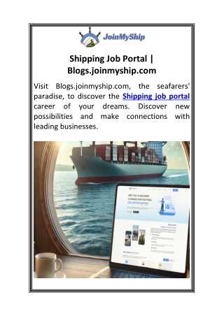 Shipping Job Portal  Blogs.joinmyship.com
