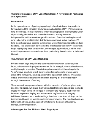 The Enduring Appeal of PP Leno Mesh Bags_ A Revolution in Packaging and Agriculture