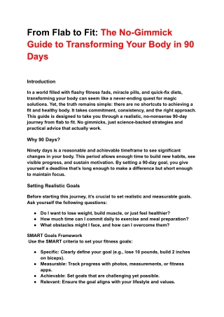 From Flab to Fit The No-Gimmick Guide to Transforming Your Body in 90 Days