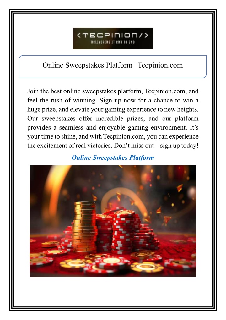 online sweepstakes platform tecpinion com