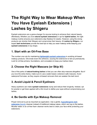 The Right Way to Wear Makeup When You Have Eyelash Extensions _ Lashes by Shigeru