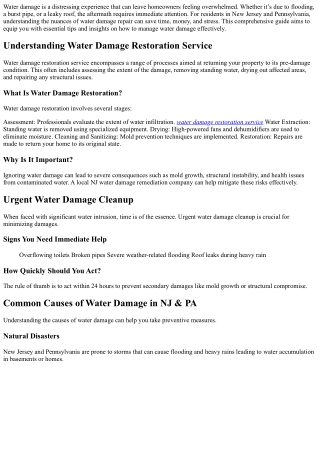 Water Damage Repair 101: Essential Tips for Residents of NJ & PA