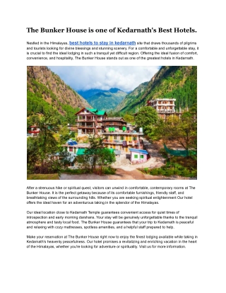 The Bunker House is one of Kedarnath's Best Hotels