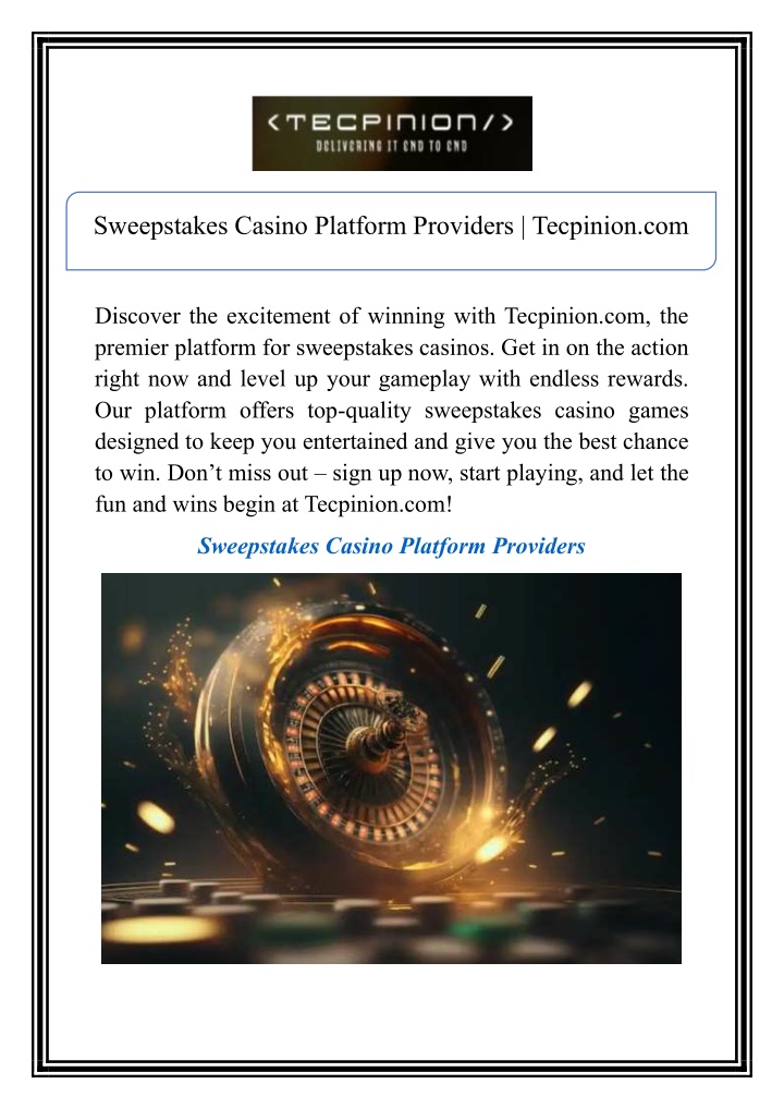 sweepstakes casino platform providers tecpinion