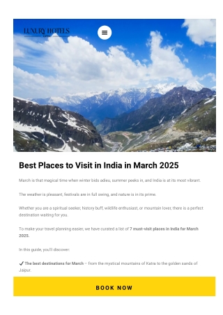 Best Places to Visit in India in March 2025