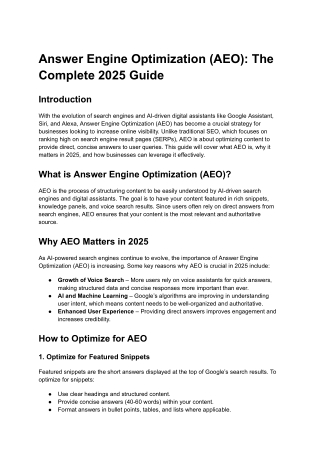 answer engine optimization aeo the complete 2025
