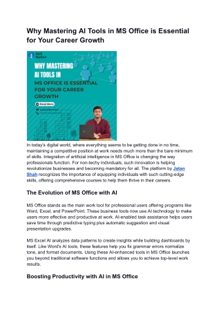 jatan | Why Mastering AI Tools in MS Office is Essential for Your Career Growth