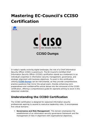 mastering ec council s cciso certification