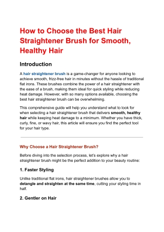 How to Choose the Best Hair Straightener Brush for Smooth, Healthy Hair