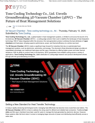 Tone Cooling Technology Co., Ltd. Unveils Groundbreaking 3D Vacuum Chamber (3DVC) – The Future of Heat Management Soluti