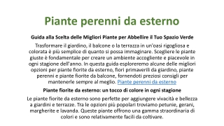 Piante perenni da esterno