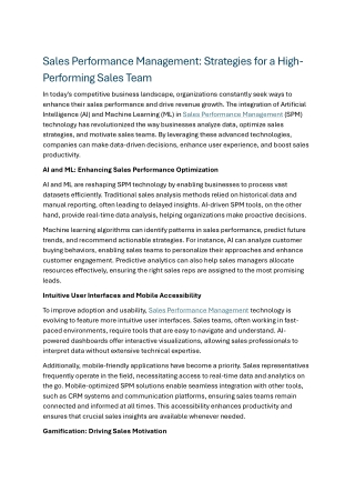 sales performance management strategies