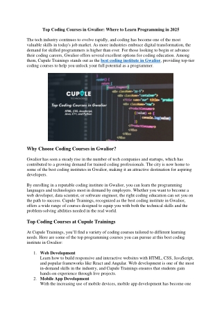 top coding courses in gwalior where to learn