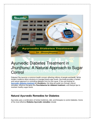 Ayurvedic Diabetes Treatment in Jhunjhunu