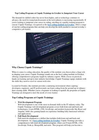 top coding programs at cupule trainings
