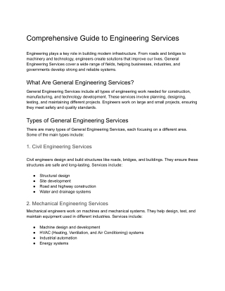 Comprehensive Guide to Engineering Services