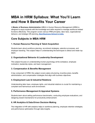 MBA in HRM Syllabus_ What You’ll Learn and How It Benefits Your Career
