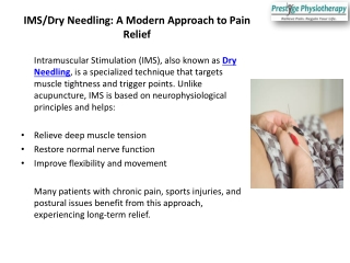 Innovative Pain Relief: IMS/Dry Needling for Lower Back & Shoulder Pain