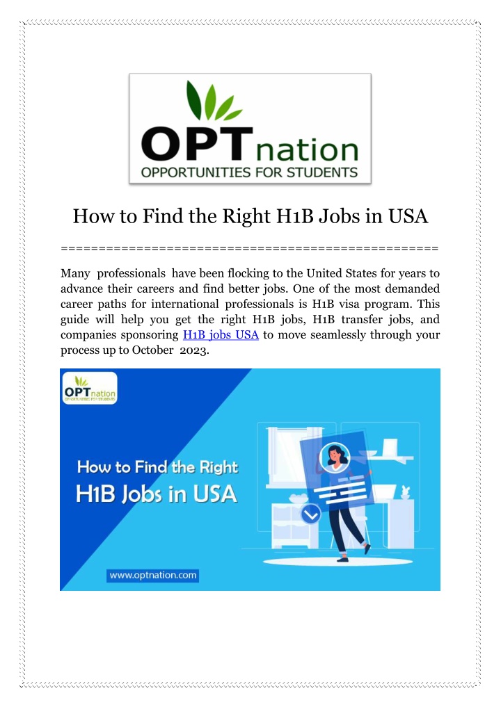 how to find the right h1b jobs in usa