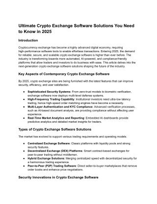 ultimate crypto exchange software solutions
