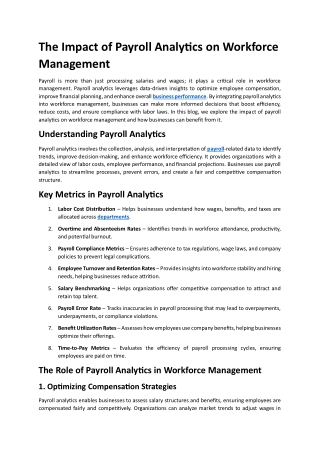 The Impact of Payroll Analytics on Workforce Management