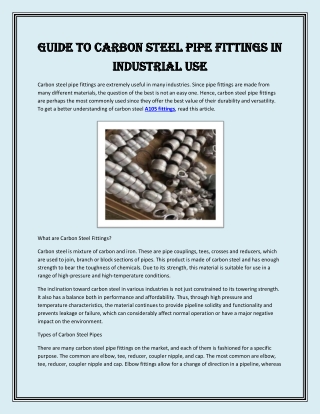 Guide To Carbon Steel Pipe Fittings in Industrial Use (1)
