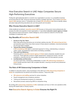 how executive search in uae helps companies